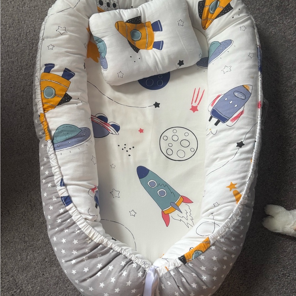 Space-Themed Baby Nest with Pillow
